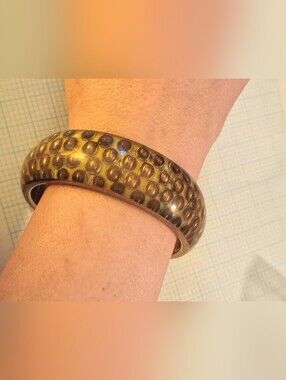Two's Company Olive Gold Tone Resin Patterned Bangle Bracelet